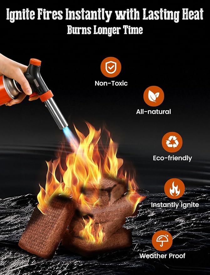 E500 Fire Starter for Campfires, Fireplace, Fire Pits, BBQ, Grills, Larger Charcoal Fire Starter Squares, 160-Count Firestarter, Chimney Charcoal Starter for Grill