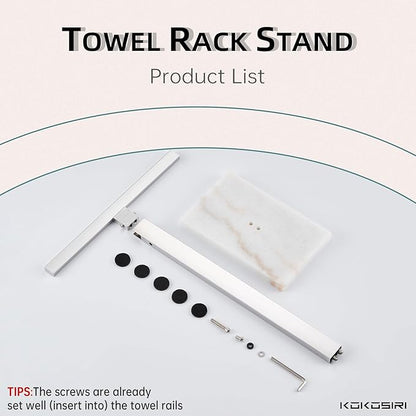 KOKOSIRI Hand Towel Rack Stand Towel Bar with Marble Base for Bathroom Kitchen Vanity Countertop, Polished Stainless Steel 15.7'' Height THS0002-SM-CH