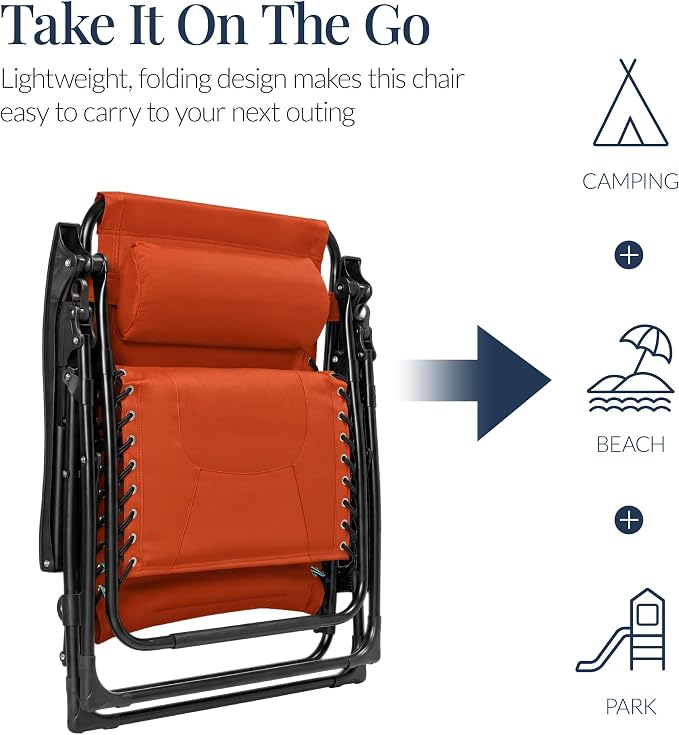 Best Choice Products Oversized Padded Zero Gravity Chair, Folding Outdoor Patio - Image 5