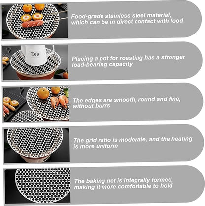 Round Grill Grate, 9.5 Inch Stainless Steel Grill Grate, Heat-Resistant Heavy Duty Cooking Rack for Garden Camping Picnic Hiking Outdoor