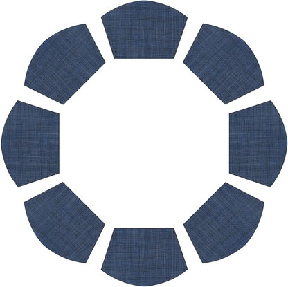 SHACOS Wedge Placemats Set of 8 Woven Vinyl Plastic Placemats for Small Round Table Place Mats Wipe Clean Non Slip Table Mats, Blue Black