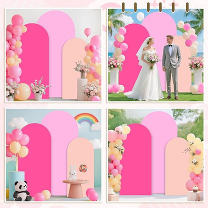 MODFUNS Colorful Arch Backdrop Cover 6&6.6&7.2ft Spandex Arch Cover Set of 3 Chiara Arch Covers Stetchy Backdrop Fitted Wedding Arch Covers for Bridal Baby Shower Birthday Party Banquet Decor