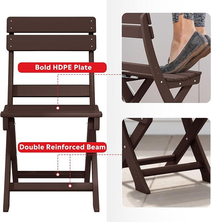 Costaelm Paradise 3-Piece Outdoor HDPE Folding Patio Bistro Table and Chairs, Dark Brown
