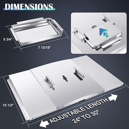 Adjustable 24''-30'' Grease Tray, Grill Replacement Parts for Nexgrill 4 Burner 720-0830H, 720-0783E, 720-0888, 720-0888N, 720-0830A, 17'' Cooking Grates, Heat Plates Shield, Burner Tubes and Igniters