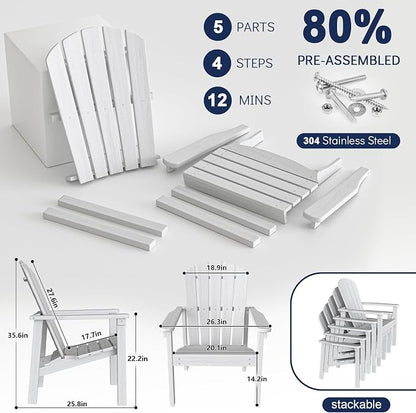 Compact Stackable Adirondack Chairs, All Weather HDPE, All-Weather - Image 7