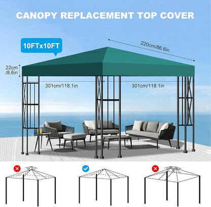 10x10 Gazebo Canopy Replacement Top, 300D High-Density Waterproof Single Layer - Image 3