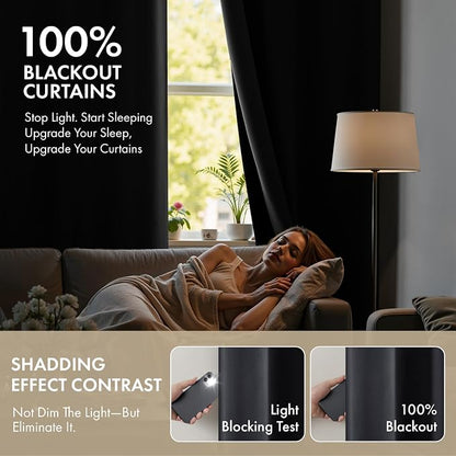 MIULEE Grey 100% Blackout Curtains - Image 2
