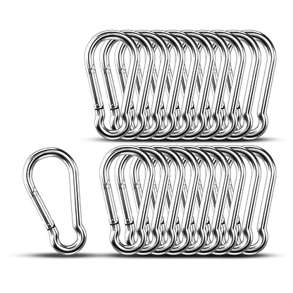 Carabiner Clip Hooks, 20pcs 3.15 inch Carabiners Heavy Duty, 304 Stainless Steel Spring Snap Hook Fits Camping Hiking, Metal Clips for Rope Chain Keys Rings