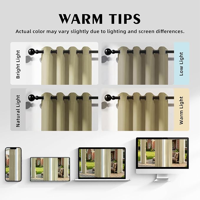 Set of 4 Outdoor Curtains for Patio Waterproof, Breathable Grommet Panels for - Image 5
