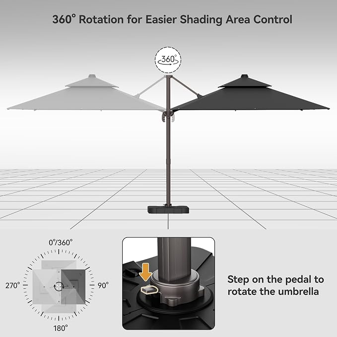 10x13FT Cantilever Outdoor Patio Umbrellas - Image 4