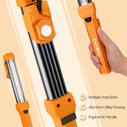 EverBrite 1000LM LED Work Light, Rechargeable Work Light for Mechanics with Dual Magnetic Bases&Hanging Hooks, 4 Lighting Modes, USB C Cable, Ideal Christmas Gift for Car Repair, Working, Pack of 2
