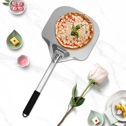 Perforated Pizza Peels 6 INCH pizza spatula paddle Long Handle Metal Pizza Spatula for Indoor and Outdoor (12 Inch)