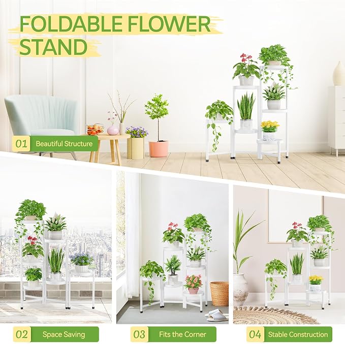 iDavosic.ly Plant Stand Indoor Outdoor, 6 Tier Metal Corner Shelf, Folding - Image 6