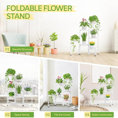 iDavosic.ly Plant Stand Indoor Outdoor, 6 Tier Metal Corner Shelf, Folding - Image 6