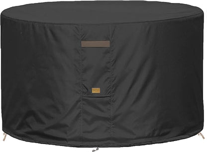 Fire Pit Cover 600D Heavy Duty Waterproof Fabric With PVC Coating Round 32" Dia x 16" H Black Fits 28-30 inch Fire Pit Table Fade Resistant Outdoor Firepit Cover