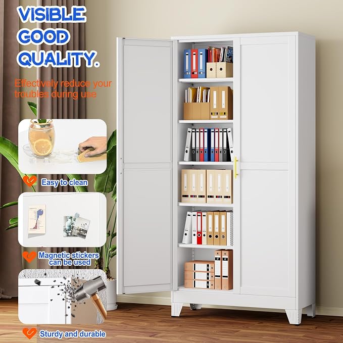 GAIOUS 75'' Tall Metal Garage Storage Cabinet, File Cabinet - Image 3