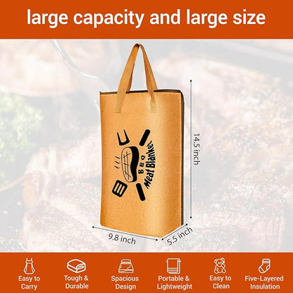 Ultimate Insulated Meat Vault | 15" Large BBQ Resting Blanket for Brisket, Pork, Turkey | 5-Layer Heat Retention Technology, Leak-Proof, Wide Mouth Design