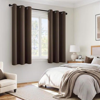 MIULEE Chocolate Brown 100% Blackout Curtains - Image 6