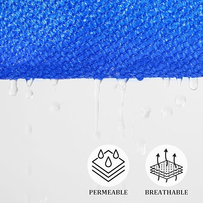 Shade&Beyond Rectangle Sun Shade Sail 10'X10' Permeable Canopy Blue - Image 3