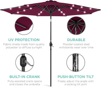 Best Choice Products 10ft Solar Polyester LED Lighted Patio Umbrella w/Tilt - Image 5