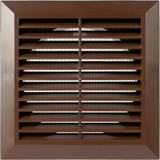 Brown 5'' Inch Ventilation Grille - Inside/Outside use - (Flange 4.9''Ø/Cover 6.7''x6.7'') - Air Vent Louver - Exhaust Hood - Available 3 Sizes / 4 Colors.