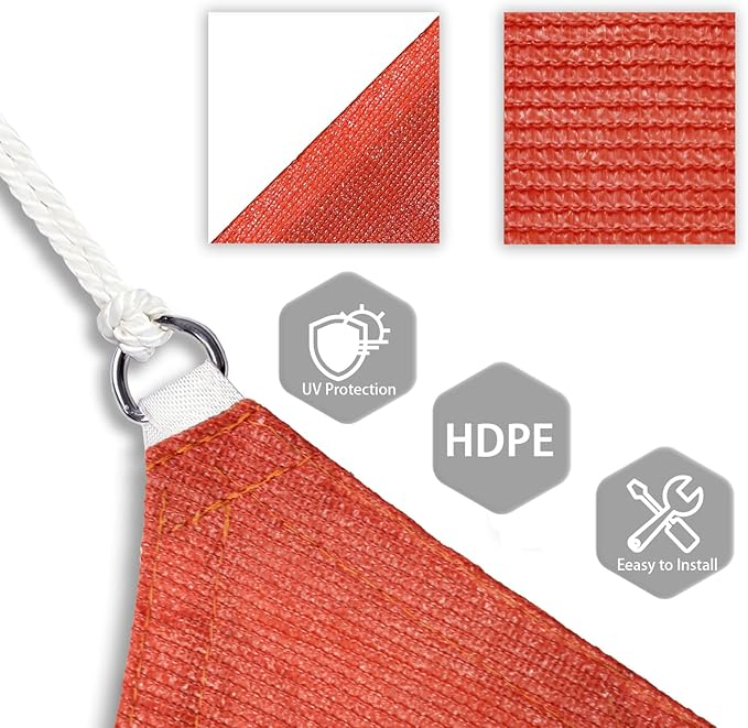 Patio Paradise 13' x 13' x 12'10" Sun Shade Sail Triangle Canopy, Permeable - Image 3