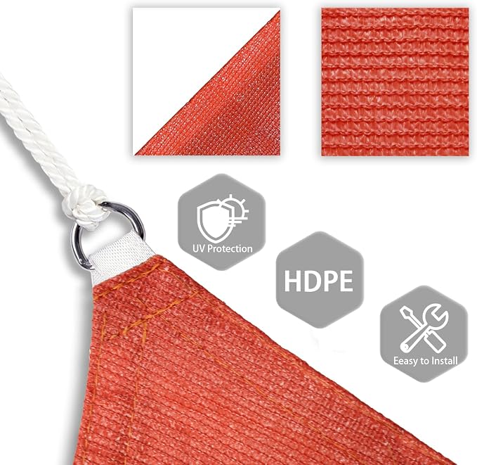 Patio Paradise 17' x 17' x 17' Sun Shade Sail Triangle Canopy Shade Cloth - Image 3