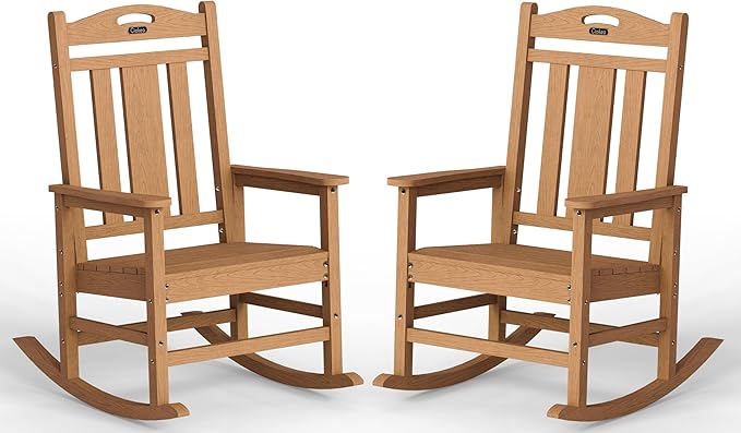 Oversized Outdoor Rocking Chairs Set of 2, 380lbs Heavy-Duty Large Patio Rocker by CIOKEA