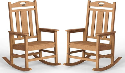Oversized Outdoor Rocking Chairs Set of 2, 380lbs Heavy-Duty Large Patio Rocker by CIOKEA