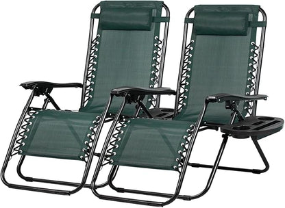 Nazhura Set of 2 Relaxing Recliners Patio Chairs Adjustable Steel Mesh Zero by NazhuraGoodCompanionAtHome
