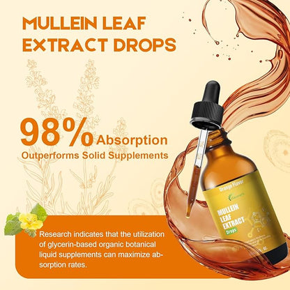 Mullein Drops for Lungs Liquid - Support Respiratory Herbal Supplement,Mullein Leaf Extract for Lungs Cleanse with Cordyceps, Marshmallow Root & Licorice Root Extract 4 fl oz 2 Pack