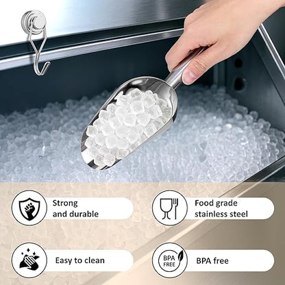 Juome Stainless Steel Ice Scoop with Magnetic Holder for Ge Profile Opal 2.0 Nugget Ice Maker, Ice Scoop for Freezer for GE Profile Opal Ice Maker Machine