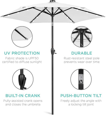 Best Choice Products 7.5ft Solar Umbrella LED Lighted Patio Umbrella, Table - Image 5