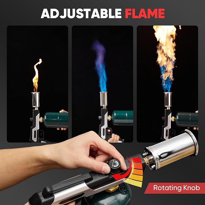 Saker Propane Torch Gun Plus 2026|Blow Torch with Adjustable Flame 3272°F High Heat|Professional Torch for Searing Steak,Welding,Campfire,BBQ|Propane Tank Not Included (2PC)
