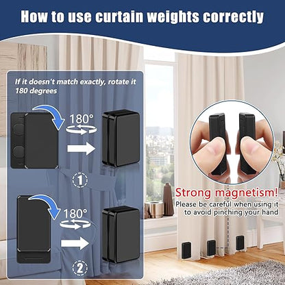 32 Pcs Outdoor Curtain Weights, 16 Pairs Upgrade to Heavier Magnetic Drapery Weights, Plastic Wrapped Waterproof Curtain Magnets for Home Decor, Outside Curtain, Tablecloth, Shower Curtains