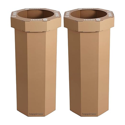 Eyely MPH1300A-SET2 Sal 25-Gallon Disposable Corrugated Cardboard Event Trash Can and Recycling Bin for BBQs, Beach, Parties & Events & Outdoor Activities, Plain Brown (Set of 2)