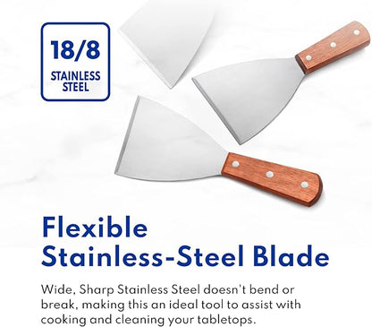 New Star Foodservice 38309 Wood Handle Slant Edge Grill Scrapers, 4 by 8.5-Inch