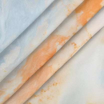 Marble Ripple Orange Blue Round Table Cloth Cover, Elastic Edge Waterproof Wipeable Tablecloths 45"-56" Polyester Tablecloth for Party Restaurant Banquet Holiday Camping Outdoor Picnic
