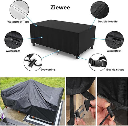 Patio Furniture Covers Outdoor Table Cover Waterproof Rectangular 420D Garden Dining Table Cover Wind Dust Proof Anti-UV Patio Sectional Couch Cover Table and Chair Set Covers 90"Lx65"Wx28"H Black