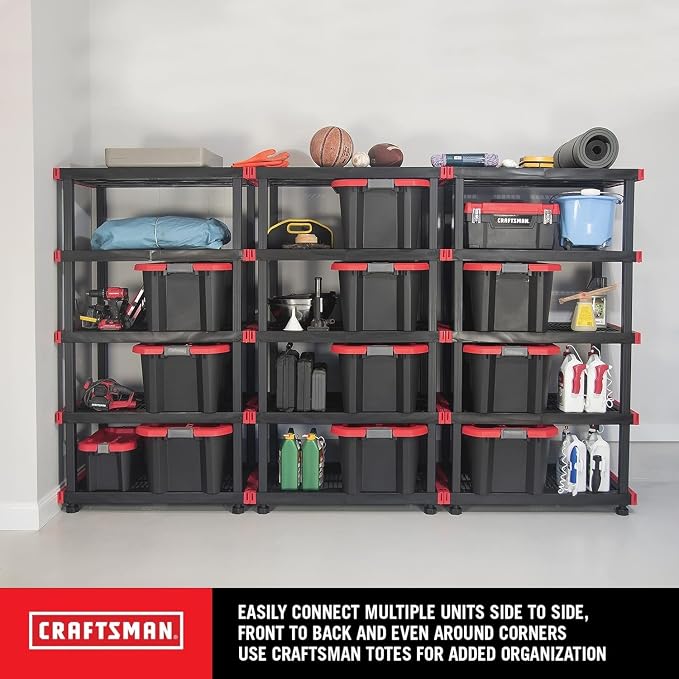 CX Craftsman 5-Tier Heavy Duty Plastic Storage Shelves, Garage Organization | - Image 4