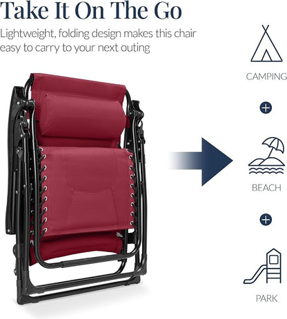 Best Choice Products Oversized Padded Zero Gravity Chair, Folding Outdoor Patio - Image 5
