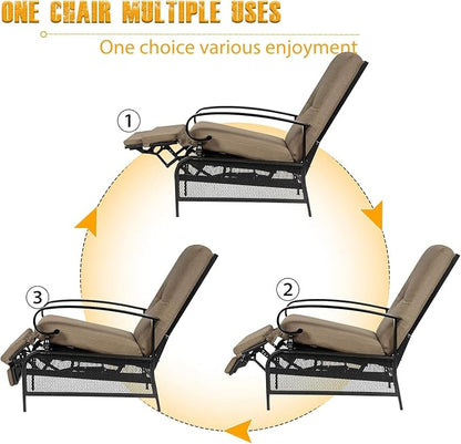 SUNCROWN Outdoor Recliner Chairs Patio Adjustable Relaxing Chair Outdoor Metal - Image 4