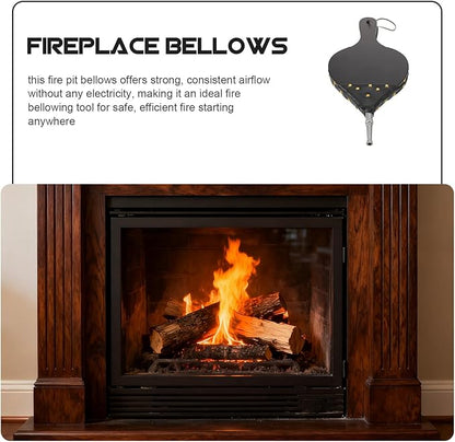 Garneck Portable Hand Crank Fire Bellows for Camping and BBQ Lightweight Wood Fireplace Air Blower with Metal Nozzle Decorative Pit Starter Tool for Efficient Flame Boosting and Smoke