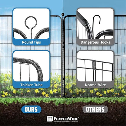 Fencer Wire Decorative Wire Fence, Panel Decor, Heavy Duty Iron Landscape Patio Flower Bed Animal Barrier Border Edging Section, Foldable Garden Fence for Yard for Dog Outdoor, 24 Inch x 21 FT