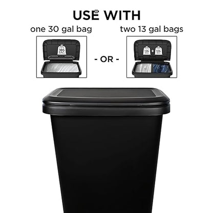 20.4 Gallon Plastic Recycling Bin, Two Compartment Garbage Container with Lift Top Lid, Black, 20.9x14.7x26 Inch