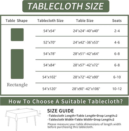 Rectangle Table Cloth,100% Waterproof Tablecloth Oil Proof Spill Proof Vinyl Table Cloth, Wipe Clean Plastic Table Cover for Dining, Camping, Indoor and Outdoor 54" x 120",Green Checkered