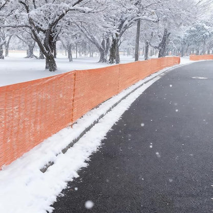 4x100 FT Orange Safety Fence, Plastic Mesh Roll for Temporary Barrier Use in Construction Sites, Snow Fencing Driveway Marking, Ski Trails, Crowd Control & Nighttime Emergency Warning