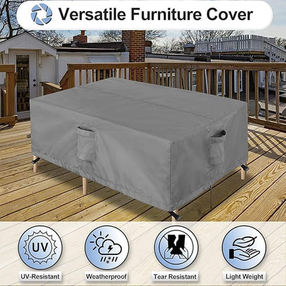 OutdoorLines Outdoor Waterproof Patio Table Furniture Set Covers - Square Couch Sectional Cover Outside Weatherproof Patio Furniture Covering for Deck, Lawn and Backyard 126" L x 126" W x 32" H, Grey