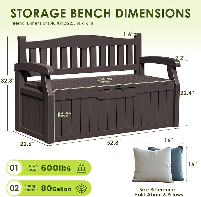 Greesum 80 Gallon Outdoor Storage Bench - Image 3