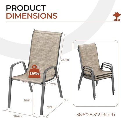 TLSUNNY Patio Chair, Outdoor Stackable Textilene Chairs Set of 8, - Image 2